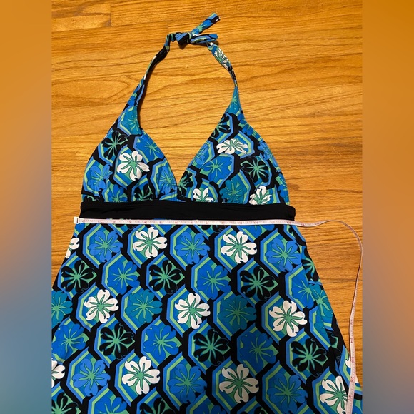 Coco Reef Halter Swim Coverup Dress Tropical Blue White Green Black Mini Dress S - Picture 3 of 11